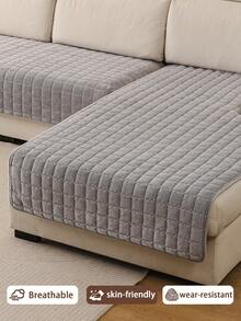 1件加厚绗缝法兰绒沙发垫，现代简约风格，宠物友好，防污防滑沙发套，秋冬季防刮沙发保护套，适用于L型组合沙发和1/2/3/4座沙发（单独出售） - 淺灰色 - 查看 6