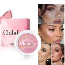 Clubday 1盒3色五花肉高光腮红珠光大理石纹理一体式腮红，适合日常、圣诞节、节日派对、舞台妆 - 彩色 - 查看 4