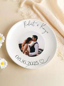 Custom Decorative Plate, Custom Your Own Photo And Text, Customized Photo Ornaments, Customized Display Dish Commemorative Plate With Stand, Personalized Gift For Weddings For Table Wall Hanging Home Decor Unique Gifts,Custom Couple Gifts