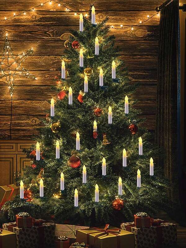 [Christmas Bestseller] Candle Clip String Lights, Battery-Powered Decorative Lights, Christmas Tree Candle Holder Lights, Warm And Romantic Atmosphere Lights, Suitable For Birthday, Wedding, Dining Table, Party Scenes Decoration, Christmas Holiday