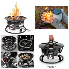 Portable Propane Fire Pit, 19-Inch, 58,000 BTU With Fire Pit Cover & Carry Kit, Smokeless Gas Firebowl | Perfect For Camping, Patio, Backyard, Tailgating, Deck, RV| Black 893 Deluxe - 預設 - 查看 2