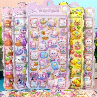 1 st 3D-klistermärken med puffar för barn, glansiga tecknade djur/kattunge/anka-dekaler, gör-det-själv-dekoration för scrapbooking- och journaltelefon, perfekt present till pojkar, flickor, småbarn [vissa delar har slumpmässiga färgvariationer]