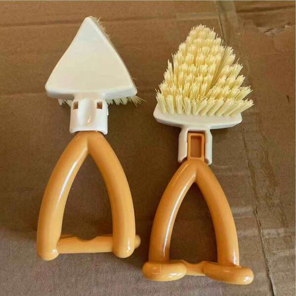1pc Foldable Crevice Cleaning Brush Triangular Brush Can Stand Kitchen Stove Bathroom Decontamination Multifunctional Brush