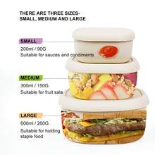 ABKOK 3pcs Reusable Silicone Bento Lunch Boxes, Microwave & Freezer Meal Prep Containers With Leak-Proof Lids, Suitable For Kitchen, Office, Picnic