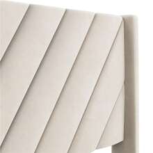 Butterslay 1PC Upholstered Bed Frame With Wing Side And Wooden Slat Support, Room Furniture, No Box Spring Needed, Twin/Full/Queen Size - Beige - View 5