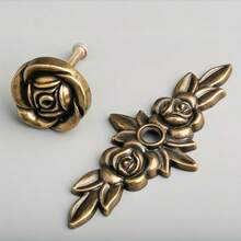 8 Pieces European Style Rose Pattern Drawer Handle With Base, Cabinet Door Handle, Suitable For Modern Furniture - Bronze - View 6