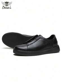 DESAI 1 Pair Men's Business Casual Slip-On Loafers, Comfortable Campus Versatile Suede Leather Soft Bottom Shoes, Simple Breathable Men Leather Flat Shoes - Black - View 6