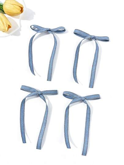 4 قطع مشابك شعر قماش جينز أنيقة بشكل فراشة مناسبة للاستخدام اليومي، مشابك شعر