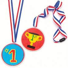 10/20pcs Blank Lanyard Medals, Universal DIY Hanging Medals, Mixed Colors, DIY Graffiti Party Medals, High Reflective Polymer, With Colored Ribbons, For Company Sports Competitions, Festivals, Charity Events, Suitable For Sports, Games, Sports Events, Props, Rewards, Party Gifts And Decorations, Personalized Gifts, Birthday Gifts, Party Favors - Multicolor - View 8