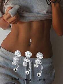 FOREVER QUEEN 1PC 925 Sterling Silver Three Heart Belly Button Rings For Women Heart Cubic Zirconia Belly Rings Clear CZ Navel Rings Piercing - Navel Nails - View 2