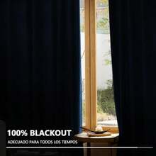 NANWEI Lino Cortinas Blackout 100% Opacas, Bolsillo para Barra/Pestaña Trasera, para Recámara y Ventana de Sala, 2 Paneles (, 106.6 x 160 cm)(132An x 241Al cm (2 Paneles) Azul) - Tipo 5 - Ver 4