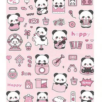 10pcs/Pack Panda Design Waterproof Stickers, Decorative Stickers For Phone, Cup, Scrapbooking, Waterproof