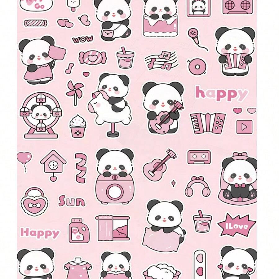 10pcs/Pack Panda Design Waterproof Stickers, Decorative Stickers For Phone, Cup, Scrapbooking, Waterproof