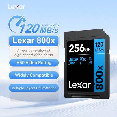  Lexar High-Performance 800x PRO SD Card 64GB, SDXC UHS-I Card, SD 3.0 Card Up To 150MB/S Read, V30, U3, C10 SD Memory Card For Point-And-Shoot Camera/Mid-Range DSLR/HD Camcorder