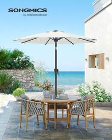 SONGMICS Outdoor Parasol, Stand And Base - White - View 3