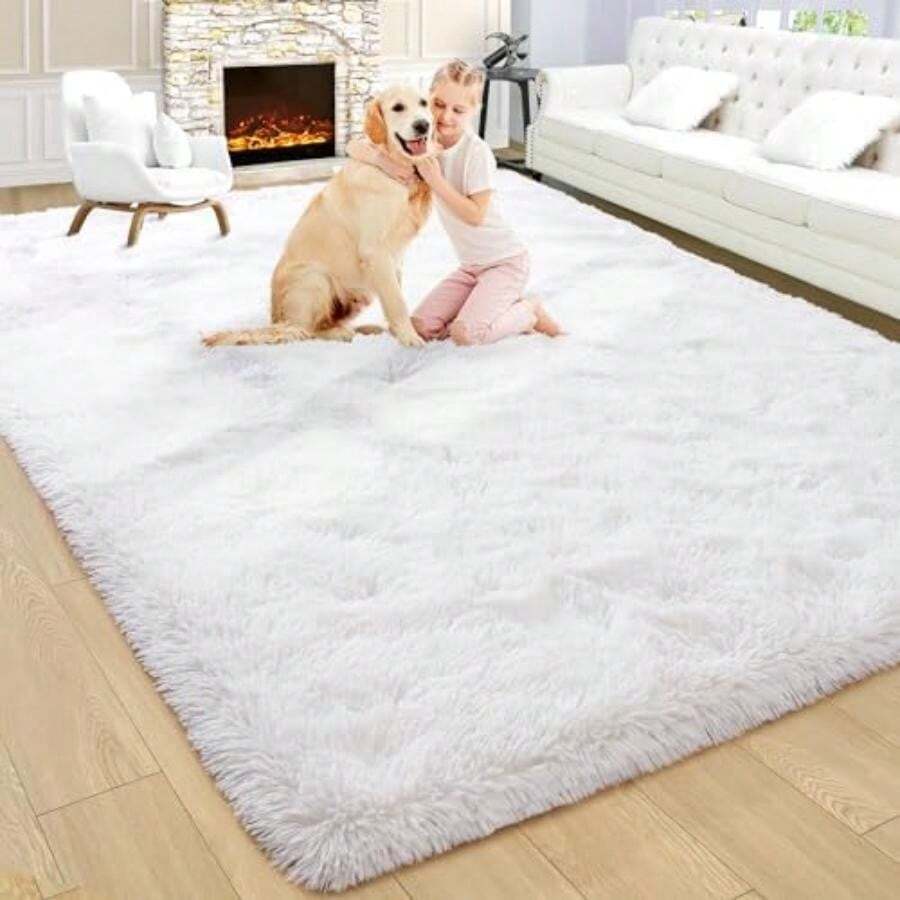 Noahas Ultra Soft 4.5cm Velvet Bedroom Rugs Kids Room Carpet Modern Shaggy Area Rugs Home Decor 2.6' X 5.3', Gray(7' x 5' (Rectangular) Crema Blanco) - Tipo 22 - Ver 1