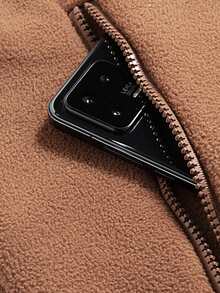 1pc Men's Fleece Jacket For Autumn And Winter - Thermal Lined, Thickened, Stand-Collar, Versatile Solid Color, Zippered, Polar Fleece Outerwear, Suitable For Outdoor, Casual & Sports Wear, Warm Lamb Wool Cardigan,Heated Jacket,Jackets For Men,Thermals For Men,Winter Jacket - Coffee Brown - View 4