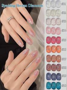 10ml Esmalte de uñas en gel con efecto reflectante y de diamante roto de alta densidad, nueva de 2025, con brillo plateado chispeante, para decoración de uñas navideñas, uñas rosas, blancas y rojas