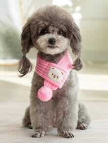 宠物围巾 - 带蓬松绒球，可调节设计，柔软温暖的冬季配饰，小型犬和猫的摄影道具，适合小型、中型和大型猫和小型犬，舒适可爱的颈部保暖器，宠物的圣诞礼物 - 彩色 - 查看 5