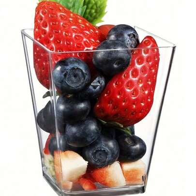 100pcs/50pcs/25pcs/20pcs/10pcs Square Transparent Ice Cream Mousse Cups With Clear Lids, Dessert Cups, Pudding Cups, Suitable For Cafes, Snacks, Buffets, Homes, Kitchens, Baking Parties, Pudding, Cheesecake, Mousse, Jelly Cups