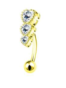 FOREVER QUEEN 1PC 925 Sterling Silver Three Heart Belly Button Rings For Women Heart Cubic Zirconia Belly Rings Clear CZ Navel Rings Piercing - Navel Nails - View 5