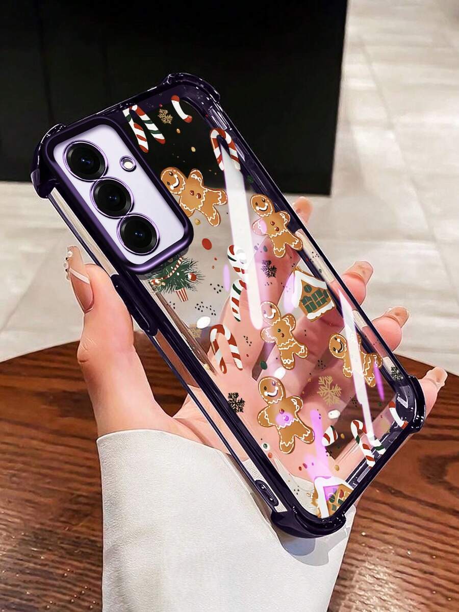 Custodia per telefono per Samsung Galaxy S22+ S23+ S24+ S25+ S22 S23 S24 S25 Plus S22 Ultra S23 Ultra S24 Ultra S25 Ultra S25 Edge S23FE S24FE, custodia inferiore in silicone completamente trasparente con fiore arancione, custodia protettiva in TPU a schermo intero con lente all-inclusive - Blu - Visualizzare 1