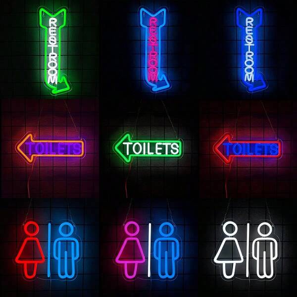 Restroom Neon Sign For Wall Decor,Toilets Neon Light Up Signs LED Letter Light,Washroom LED Sign For Bathroom,Bar,Restroom,Hotels,Bar,Restaurant,Hosptial,Shop Bussiness Decoration,USB Powered,Easy To Install.