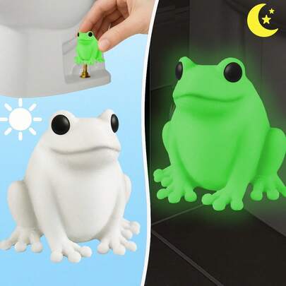 1pc 3D Printed Glow-In-The-Dark Frog Toilet Bolt Cover, Green/Blue Frog Shaped Toilet Screw Cap, Easy Installation Bathroom Accessory, Cute Animal Bathroom Decor