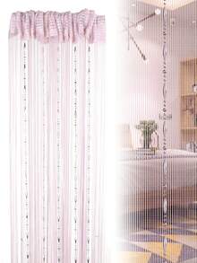 1 PC Beaded Curtain Wall Panel Fringe Window Room Divider Blind Bedroom Decorative Tassel Screen Ribbon Strings Strip Thread Screen For Home, Wedding, Cafe (39"X79")) - Hồng - Xem 1
