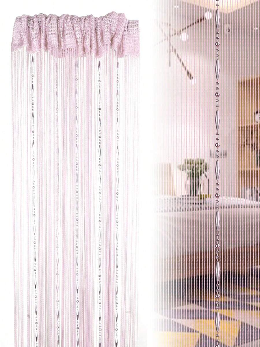 1 PC Beaded Curtain Wall Panel Fringe Window Room Divider Blind Bedroom Decorative Tassel Screen Ribbon Strings Strip Thread Screen For Home, Wedding, Cafe (39"X79")) - Hồng - Xem 1