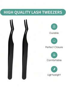 2 Pieces Of Black Stainless Steel False Eyelash Forceps. Eyelash Tweezers, Eyelash Curlers. Eyelash Extension Forceps. False Eyelash Grafting Assistant, Multi-Functional Portable Tweezers, Beauty Tool, Attaching And Removing Assistant Eyelash Curlers