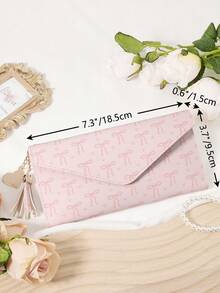 Ví dài hình nơ, Ví dài gấp gọn cổ điển thời trang nữ công sở hiện đại mỏng nhẹ đa năng dung tích lớn đựng được nhiều thẻ tín dụng có khóa kéo đựng tiền mặt thẻ căn cước công sở thường ngày hoàn hảo cho trường học công sở đi làm ngày nhà giáo trở lại trường ngày lễ văn phòng kỷ niệm ngày cưới làm quà tặng sinh nhật cho phụ nữ nữ nhân viên văn phòng sinh viên đại học, túi đựng đồ dùng học tập cho ký túc xá trường học và trở lại trường - Hồng - Xem 3