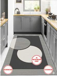 Kitchen rug - Washable Runner Rug – Non-Slip Roll Carpet – 80x120 cm, 80x150, 80x200, 80x300, 100x200, 100x160, 100x300, 100x200, 100x160, 100x300, 120x180 120x180 120x5 - 灰色 - 查看 2