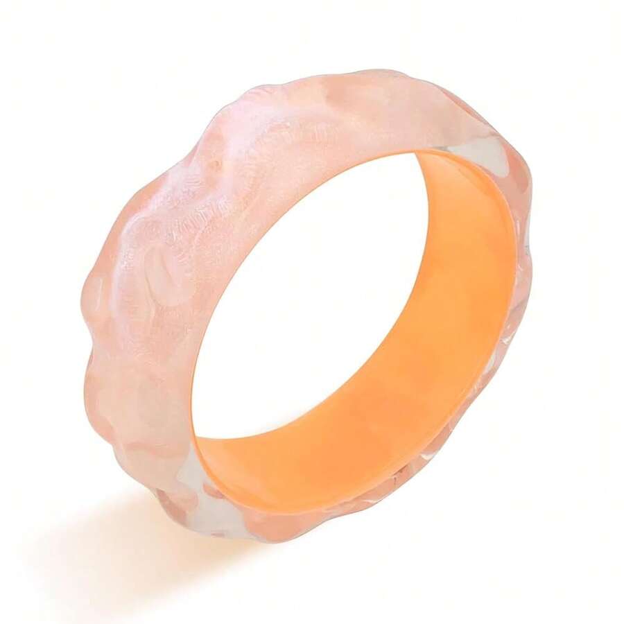 FUNOJOY Acrylic Resin Bangle Bracelets For Women 1-3Pcs Simple Oval Polished-Finish Chunky Bangle Bracelet Wide Wristbands Fashion Jewelry Bracelet For Women{Inchcolor_nameinch:InchC-Orangeinch} - C-橘子 - 查看 1