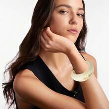 FUNOJOY Acrylic Resin Bangle Bracelets For Women 1-3Pcs Simple Oval Polished-Finish Chunky Bangle Bracelet Wide Wristbands Fashion Jewelry Bracelet For Women{Inchcolor_nameinch:InchD-Whiteinch} - D-白色 - 查看 5
