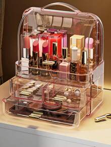 Large Capacity Multifunctional Makeup Box, Luxury High Capacity Cosmetic Storage Rack, Vanity Organizer For Skincare Products, Multi-Layer Dust-Proof Storage Box , Makeup Room Decor,Makeup Bag,Travel Essential - Multicolor - View 9