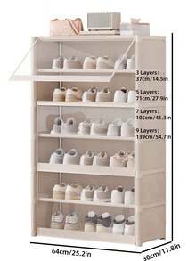 1pc Covered Dust-Proof Shoe Rack, Storage Shelf, Space-Saving, Sturdy & Fashionable, Easy To Assemble & Disassemble, Portable, Suitable For Living Room, Bedroom, Entryway, Office, Home, Multi-Layer Storage, Holiday Gift, Christmas Gift, Children's Gift