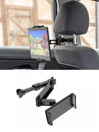 1 pieza Soporte ajustable de 360° para reposacabezas de coche compatible con tabletas de 4" a 11", teléfonos celulares, iPad Air Mini, Tabs Switch, para niños, esencial para viajes por carretera