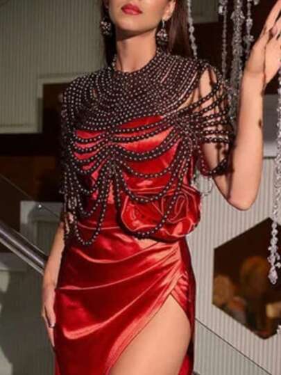 ZHENGHEN 1件优雅手工多层仿珍珠披肩/围巾，适合所有女性，可作婚纱配饰