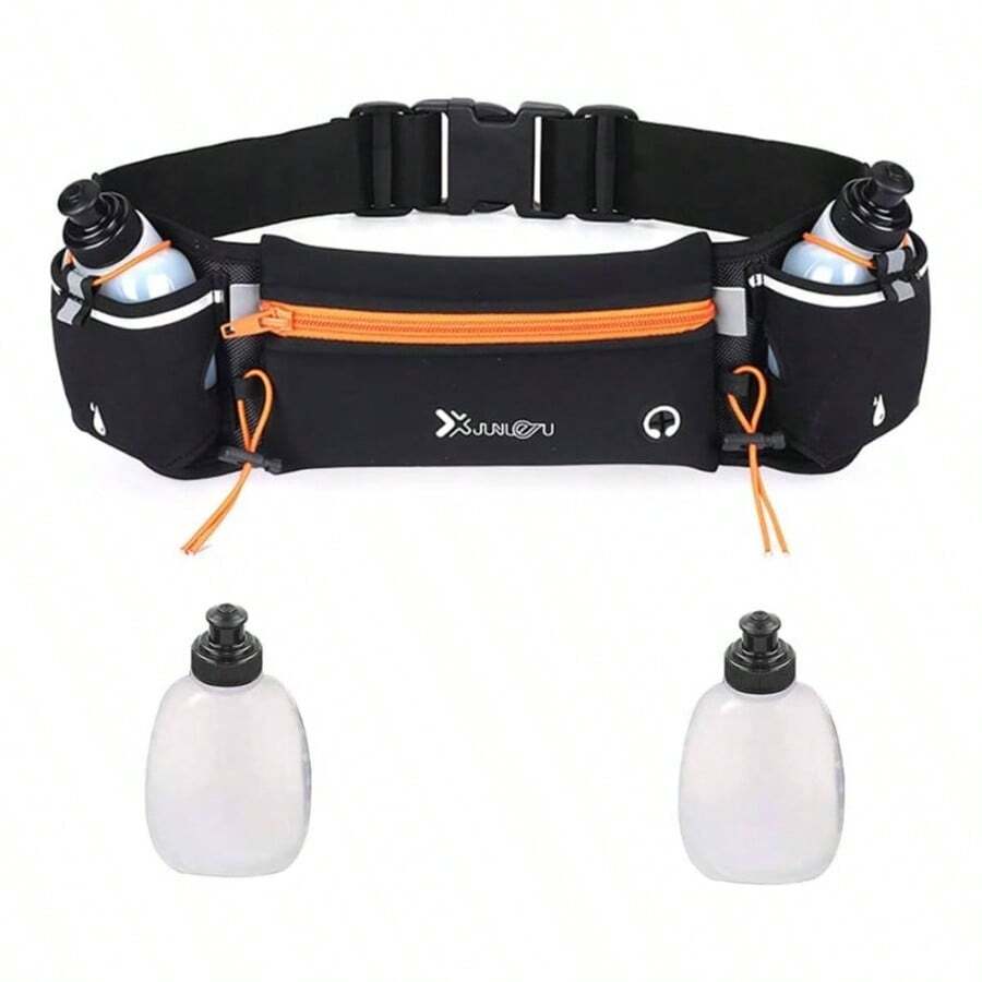 Cangurera Deportiva, Cinturn para Correr con Botella de Agua, Rionera Deportiva con 2 Botellas de Agua, Bolsa Deportiva con Cinturn Regulable, Bolsillos de Auricular y Telfono - inicial - Ver 1