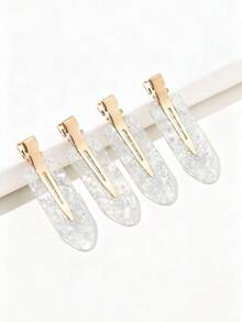 4pcs Silver Glitter Hair Clips Hairpins Bridal Bridesmaid Hair Accessories Elegant Hair Decorations Hair Accessories - Multicolor - View 5