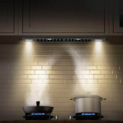 Range Hood Insert, 30 Inch Built-In Kitchen Vent Hood, 800CFM  Steel Stove Hood, With Gesture & Touch Control, LED Light, Baffle Filters, 4-Speed Exhaust Fan, Ducted/Ductless Convertible