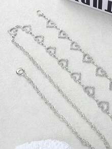 1pc Fashionable Heart-Shaped Rhinestone Waist Chain Metal Braided Belt For Women, Perfect Fit For Summer Dresses With Versatile And Personalized Style Halloween Valentine's Day Summer, School Fall, Autumn, Halloween - 金色 - 查看 10