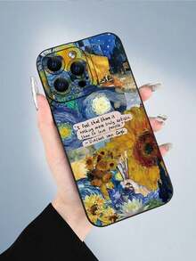 Van Gogh Art Collage Pattern Phone Case  17/16/15/14/13/12/11/Promax/Plus/X/Xs/Xmax And Galaxy Series Lens Protection Luxurious Soft Silicone High - End Noble Fashion Durable - 黑色 - 查看 3