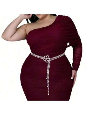 Plus Size New Multi-Layer Floral Rhinestone Tassel Minimalist Waist Belt/Chain, Versatile Dress Accessory