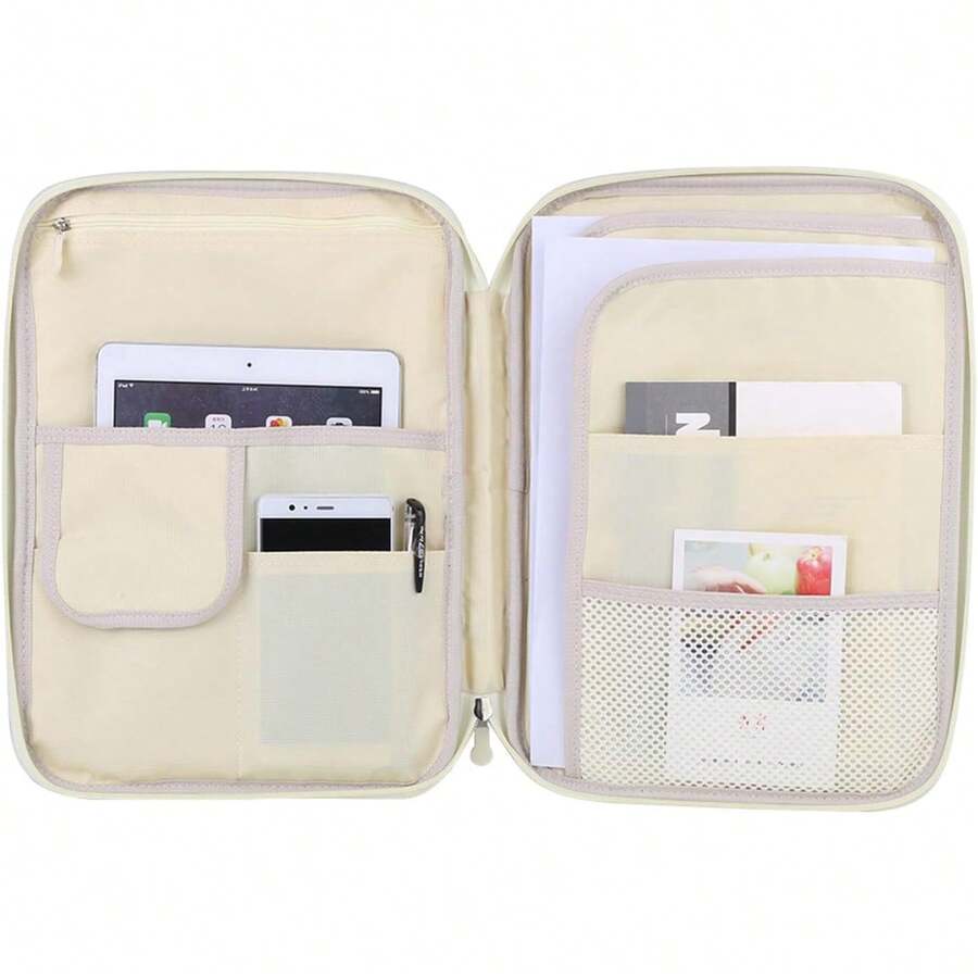 Hilitand 5 colores funcionales A4 Bolsas de documentos Carpeta de archivos Organizador de cartera Portátil para computadora Estuche con cremallera(Black) - Verde manzana - Ver 1