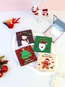 1pc Christmas Series High Definition Makeup Mirror, Pocket Mirror With Christmas Tree, Santa Claus, Gingerbread Man, Snowflake Designs, Great Gift For Girls, Portable For Travel,Cheap,Stocking Stuffers,Makeup,Makeup Tools,Cheap Stuff,Gifts,Gifts For Women,Christmas Gifts