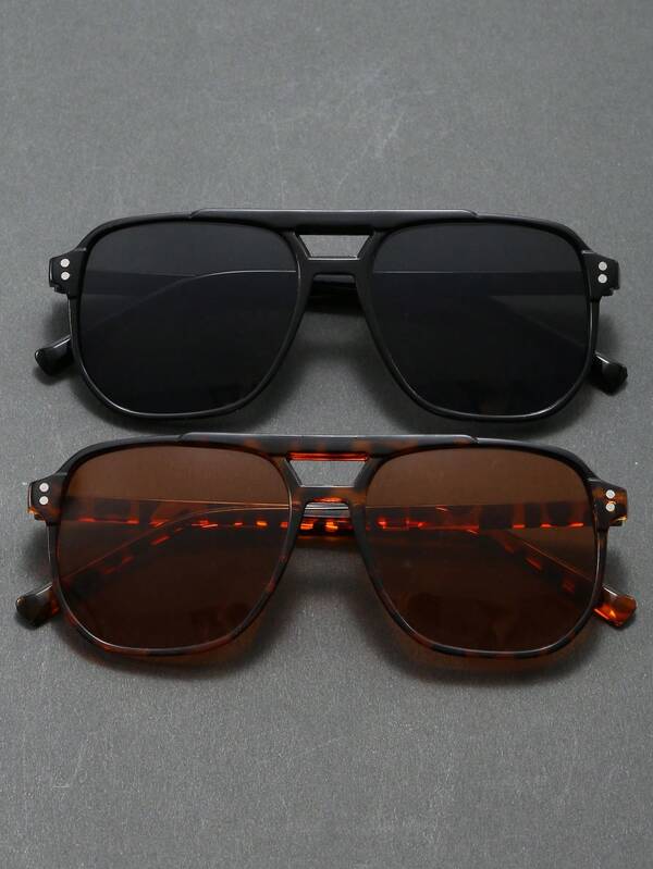 2pcs Men's Cat Eye Eyeglasses, Fashionable Eyewear Suitable For Outdoor Activities, Parties, Gifts, Fashion Outfits, Travel, Beach Vacation