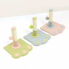 Cat Scratching Tower – Cute Paw & Flower Design Cat Post With Pom Ball Toy, Soft Carpet Base, Available In Multiple Colors & Sizes(Cat Toys/Cat Accessories/Cat Stuff) - Hồng - Xem 8