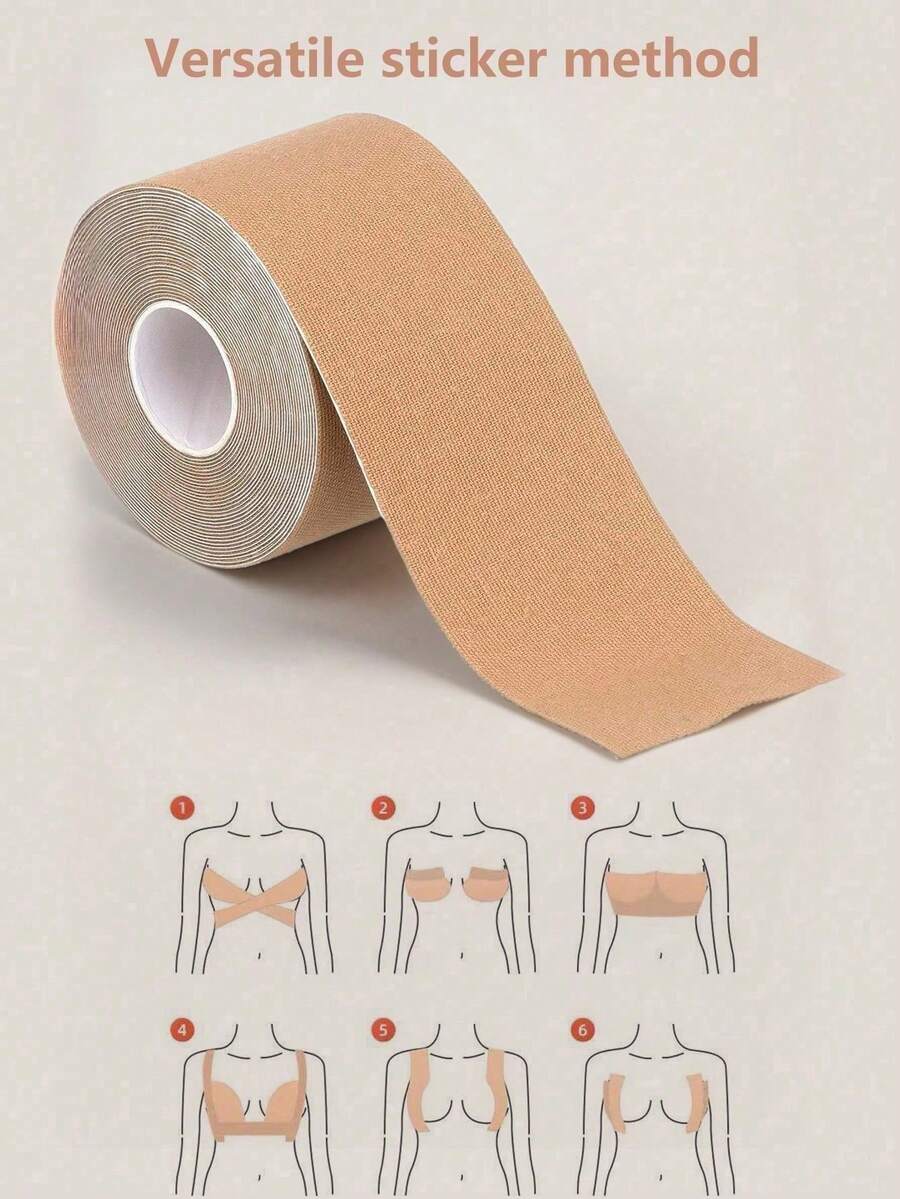 5米长透明胸贴 S-XXL码 时尚塑形提拉胸贴 隐形胸贴文胸 适合大胸女性穿衣或搭配衣物时支撑胸部 - 杏色 - 查看 1